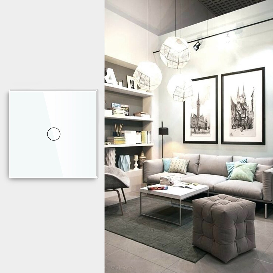 Bseed touch dæmper 1 gang 1 vej 2 vej eu standard 3 farver hvid sort gylden krystal panel touch skærm til dimmer led lys