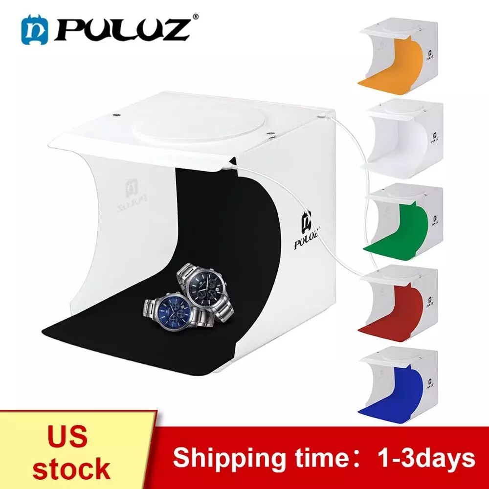 PULUZ 2LED Lightbox Mini Photo Studio Box 1100LM Photography Box Light Studio Shooting Tent Box Kit &amp; 6 Color Backdrops