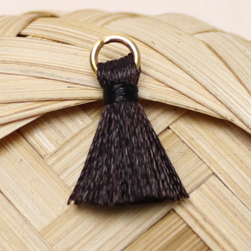 Colgante de borlas de hilo de algodón de 2cm, accesorio de joyería, con adornos de flecos pequeños, para manualidades, DIY, 20 piezas: Negro