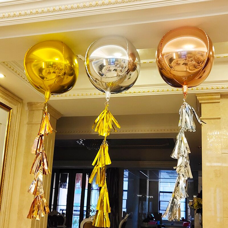 Globos metalizados redondos 4D dorados de 32 pulgadas, globos metalizados de helio, espejo metálico, suministros para Decoraciones de de cumpleaños y bodas, 1 Uds.