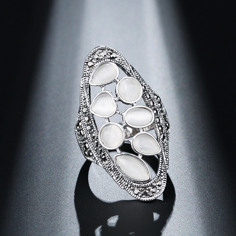 Wbmqda Luxe Mode Rose Goud Opaal Ringen Voor Vrouwen Kristal Instelling Trendy Creatieve Party Bruiloft Sieraden