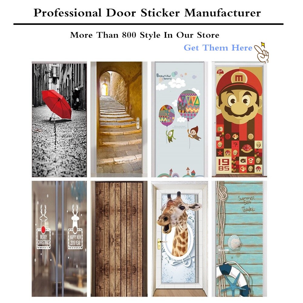 Blue Sky White Cloud Wooden Bridge Door Stickers For Livingroom Bedroom Self Adhesive Wallpapers DIY Renovation Door Decal