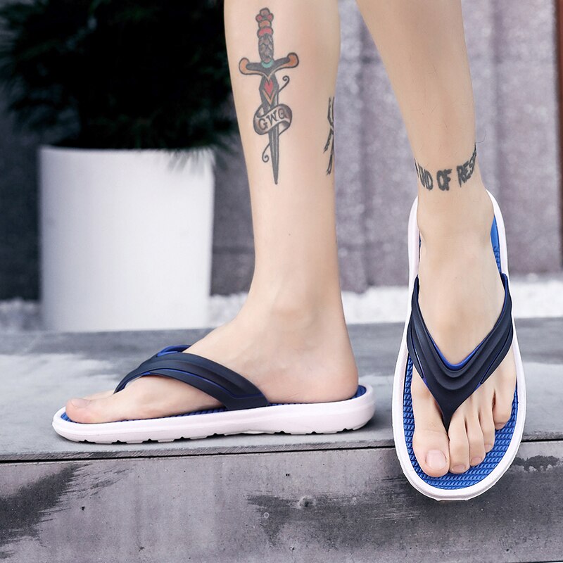 Herre flip flops sommer herre stil eva myke sko utendørs strand herre tøfler massasje menn fottøy sandaler: Blå / 8