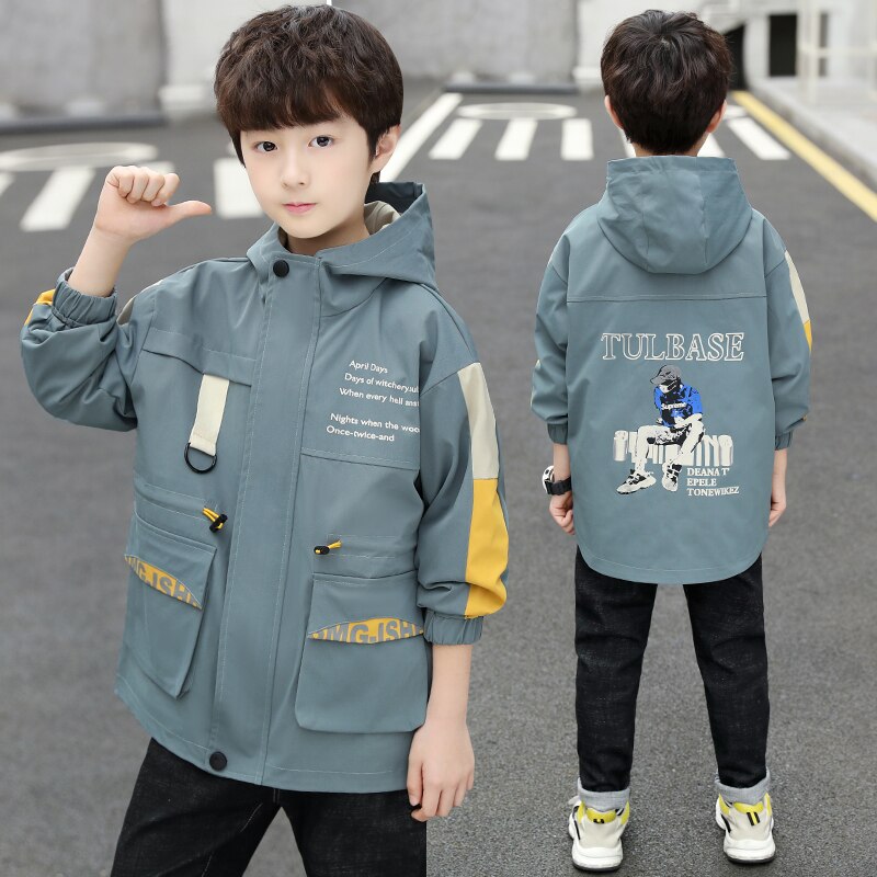Garçons Manteau Automne Printemps Enfants Veste Imprimée École enfants Vêtements D'extérieur Décontractés Vestes Adolescent Enfants Vêtements Pour 5-14 ans