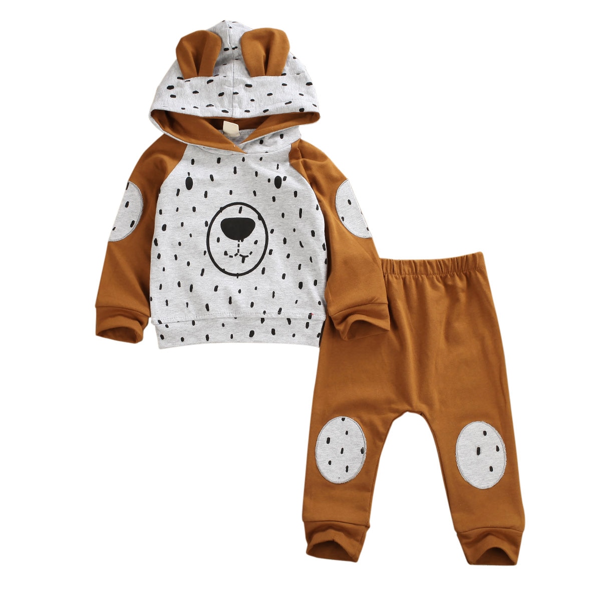 0-24M Kid Baby Boy Toddler Hooded Sweatshirt Top Pants Outfit Clothes Tracksuit Set