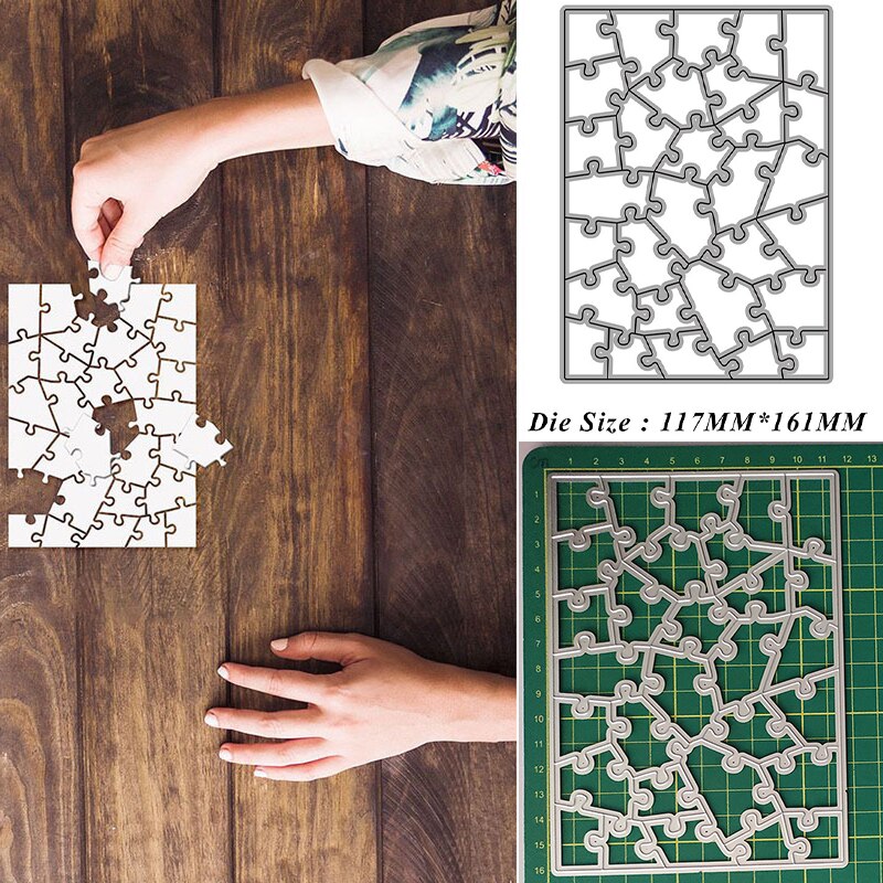 Abstract Jigsaw Rectangle Puzzle Metal Cutting Dies Cut Die for DIY Scrapbooking Paper Crafts Handmade Album Cards Template 2022: 5