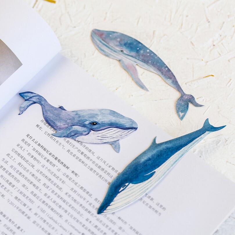 30 stk / kasse marine dyr blåhval bogmærke papir tegneserie dyr bogmærke studerende papirvarer film bogmærke