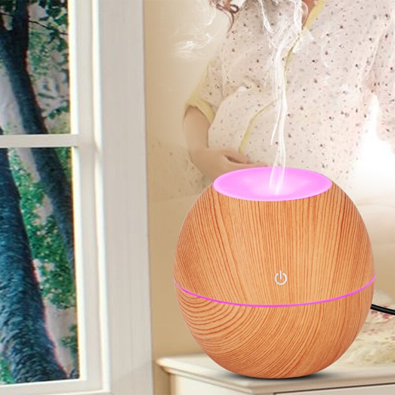 Wood Grain Aromatherapy Machine USB Plug-in Colorful Ultrasonic Humidifier Air Purification Aromatherapy Humidifier