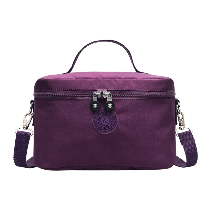 ACEPERCH Women Original Lunch Bags Kids Thermal Cooler Food Insulated Nylon Box Tote Bag Girl Waterproof Travel Lunch Cases Bag: Purple