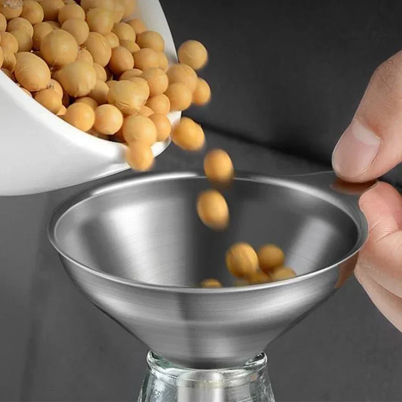 Juego de embudos de cocina de acero inoxidable, embudos metálicos de alimentaria para llenar botellas, embudos pequeños para especias de aceites esenciales, 3/5 Uds.