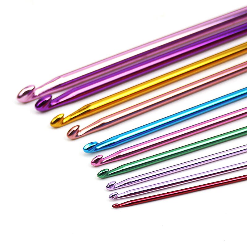 Juego de ganchos de ganchillo, 11 unidades, colores, agujas tunecinas, juego de herramientas de aluminio, punto surtido