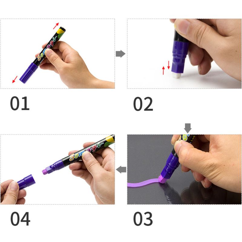8pcs/set Highlighter Fluorescent Liquid Chalk Pen Marker Glass Windows LED Board Blackboard Glass Painting Graffiti