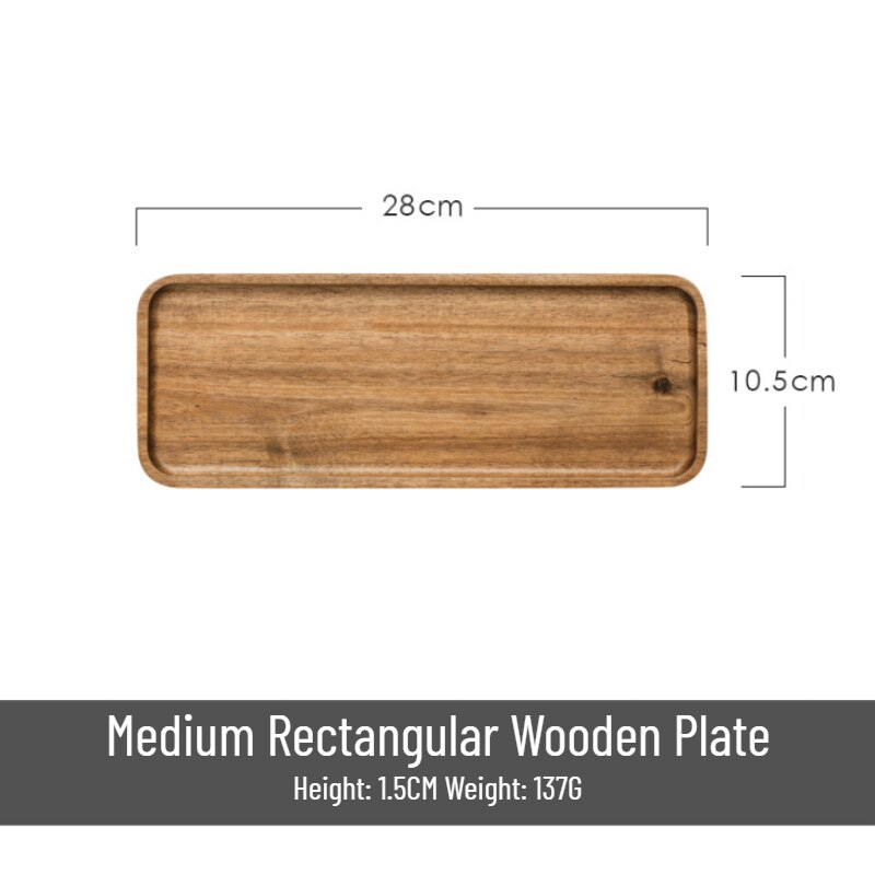 Wooden Tray Dinner Plate Acacia Wood Plate Snack Kitchen Tableware Japanese-Style Square/Rectangle Cake Stand деревянная тарелка: Medium Rectangle