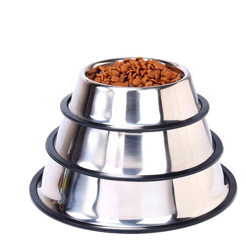 1PC Silver Color Dog Puppy Cat Pet Animal Cage Hang-on Bowl Feeding Food Water Dish Round Stainless Steel Bowl