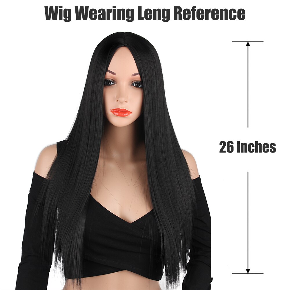 LiangMo Long straight hair synthetic front lace wig black African American black female hairstyle