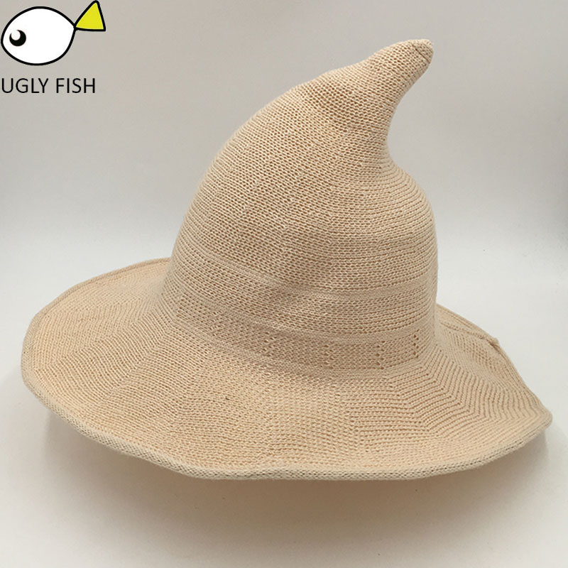 Chapéu de sol para As Mulheres Traje dobrável Chapéu Bola Cap Chapéu de Bruxa Para O Natal Bonito crochê mulheres chapéu de Verão