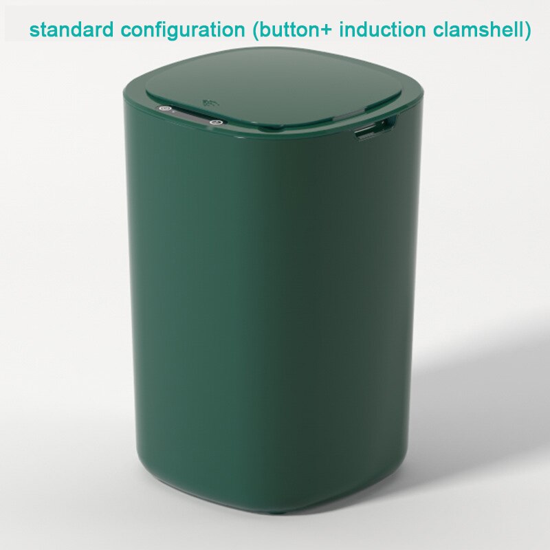Automatic non-contact smart trash can, household electric trash can, kitchen, bathroom, living room trash can, induction: green