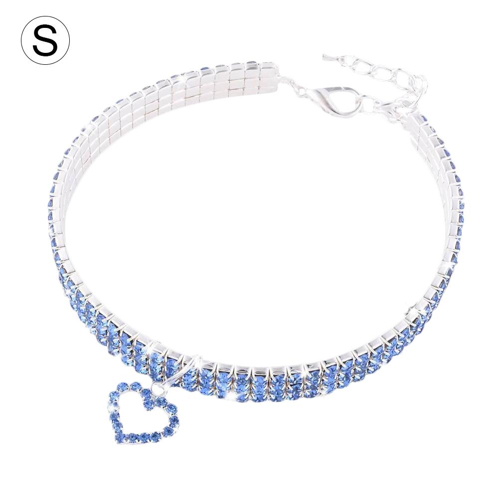 Collier pour chien et chat, mignon, à la , avec pendentif en os, strass scintillant, pour petite fille: C