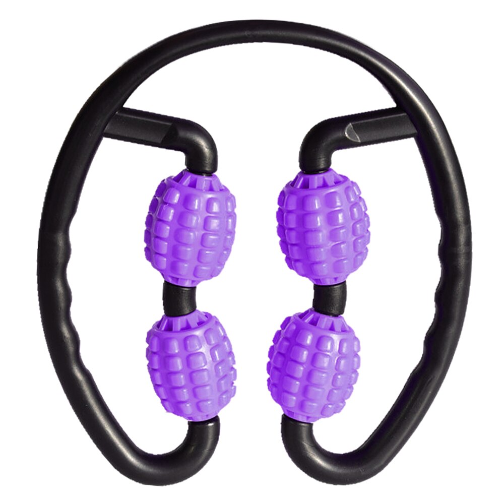 Gym fitnessutrustning yoga 4 hjul triggerpunkt massagerulle för arm ben nacke muskelvävnad massager för yoga pilates sport: Lila
