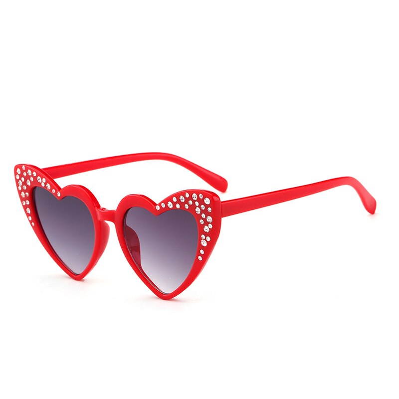 Gafas de sol con forma de corazón para niños y niñas, gafas con diamantes de imitación a la , gafas de sol para bebés, para niños, gafas con forma de corazón bonito: Rojo