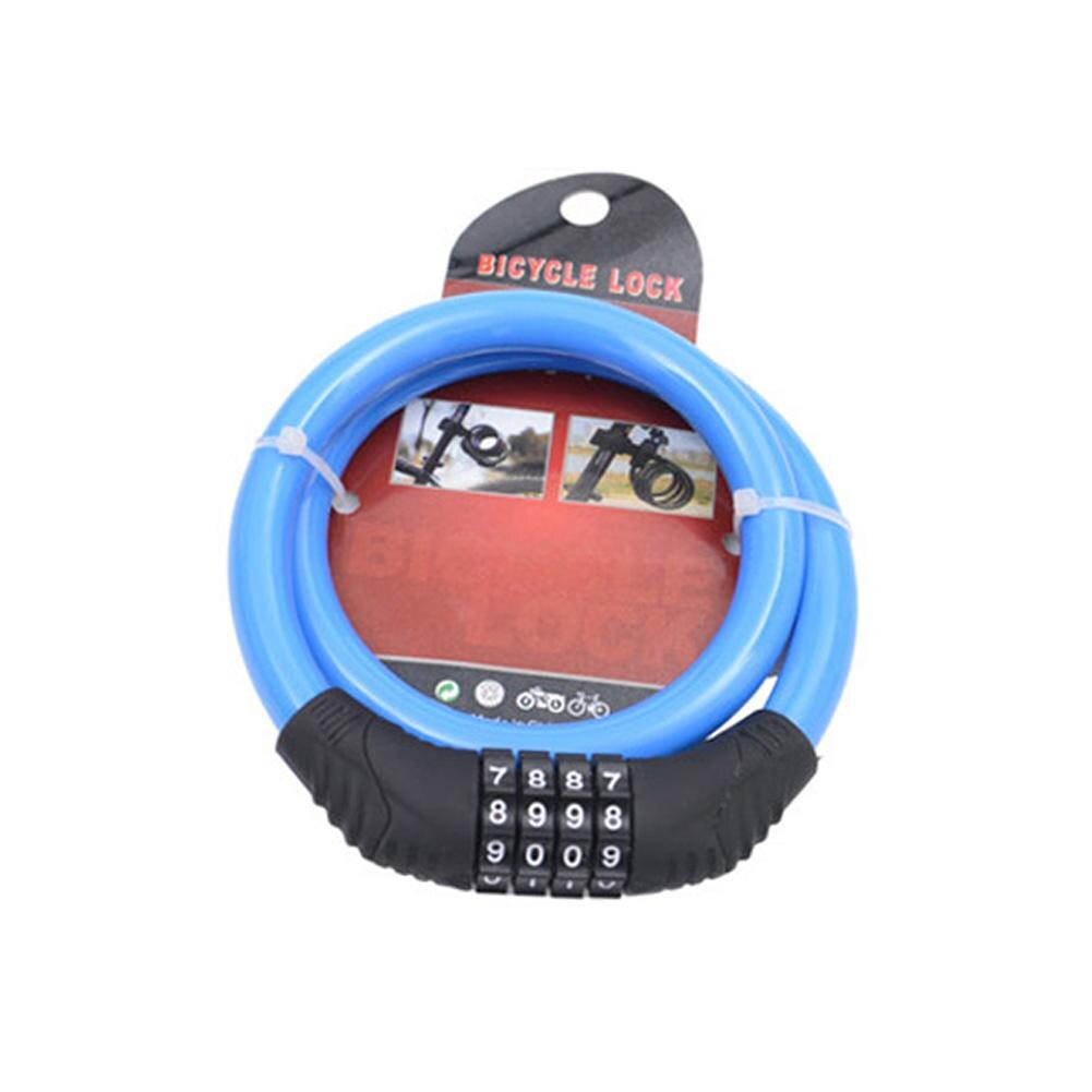 Anti-theft Bicycle Combination Lock Mountain Bike Bicycle Steel Cable 4-Digit Number Security Coded Combination Lock: Blue