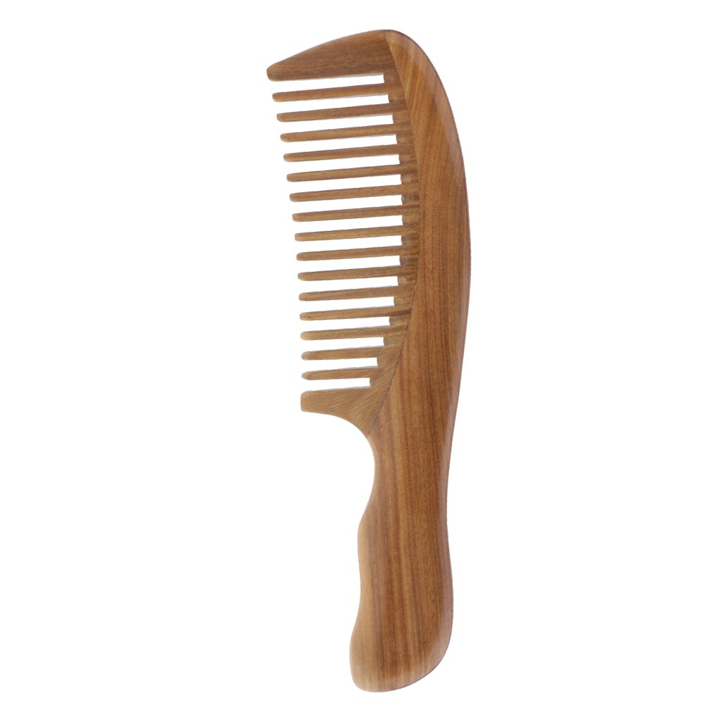 Peine de madera de sándalo peine de diente ancho-cepillo antiestático para el cuidado del cabello masaje de cabeza
