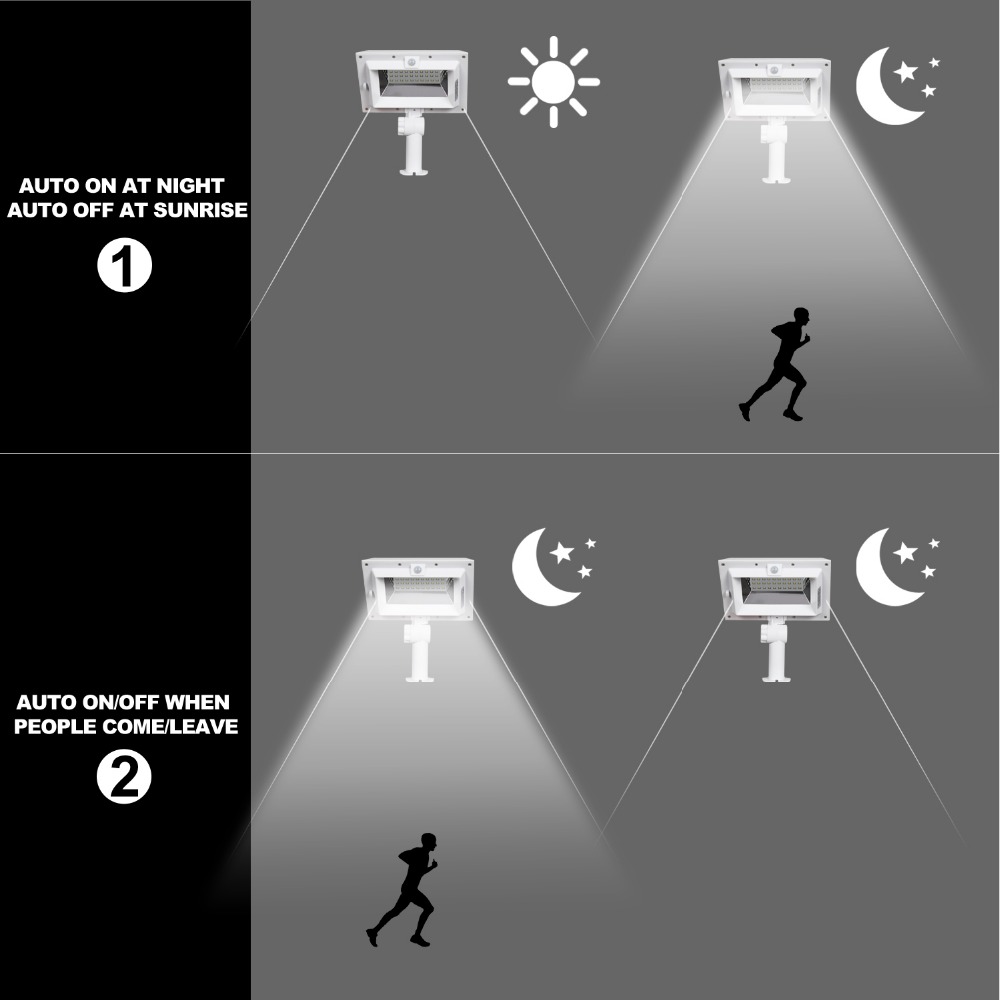 T soloppgang 30 ledet utendørs vegglampe 3000k/6000k ledet solenergi takrenne lys pir solenergi bevegelsessensor lampe vanntett  ip44 steet lys