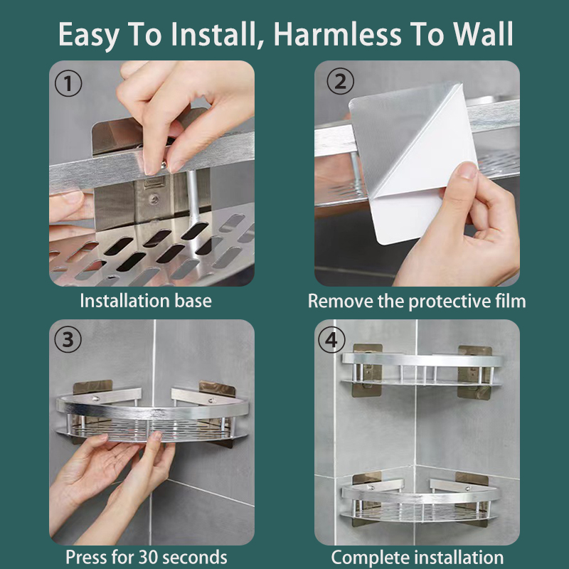 Bathroom Shelf No Drilling Wall Mounted Shelf Toil... – Grandado