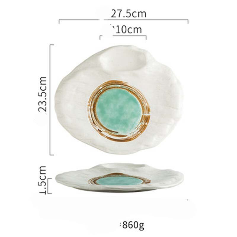 Japanese-style ceramic Dan-shaped plate Dinner plate Dumpling plate with vinegar plate Western-style plate Sushi plate: B
