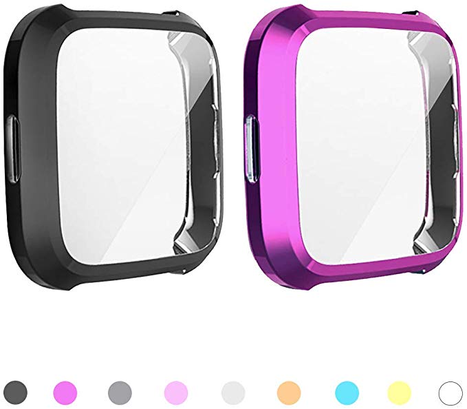 2pack Soft Tpu Case for Fitbit Versa 2 versa Band Waterproof Watch Shell Cover Screen Protector for Fitbit Versa 2: 2