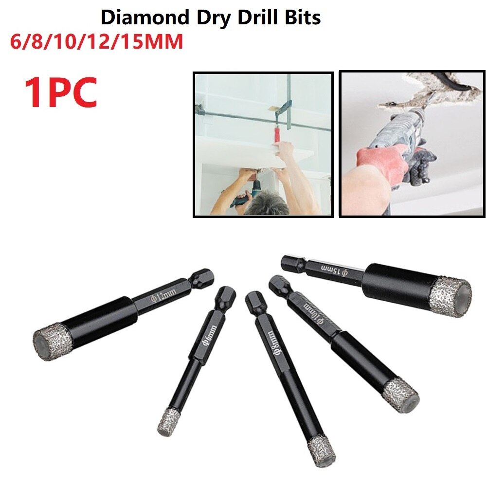 6-15mm Vaccum Brazed Diamond Dry Drill Bit Porcelain Granite Tile Glass Marble For Cooling Dry Drilling Without Water