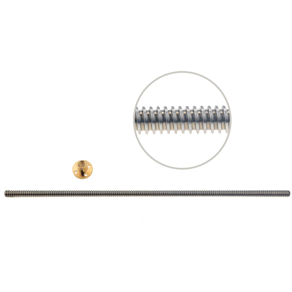 3 pz/lotto 3D Stampante THSL-400-8D Trapezoidale Asta Vite di Piombo Filo di 8 millimetri T8 Lead8mm Length100mm200mm300mm400mm500mm con dado In Ottone