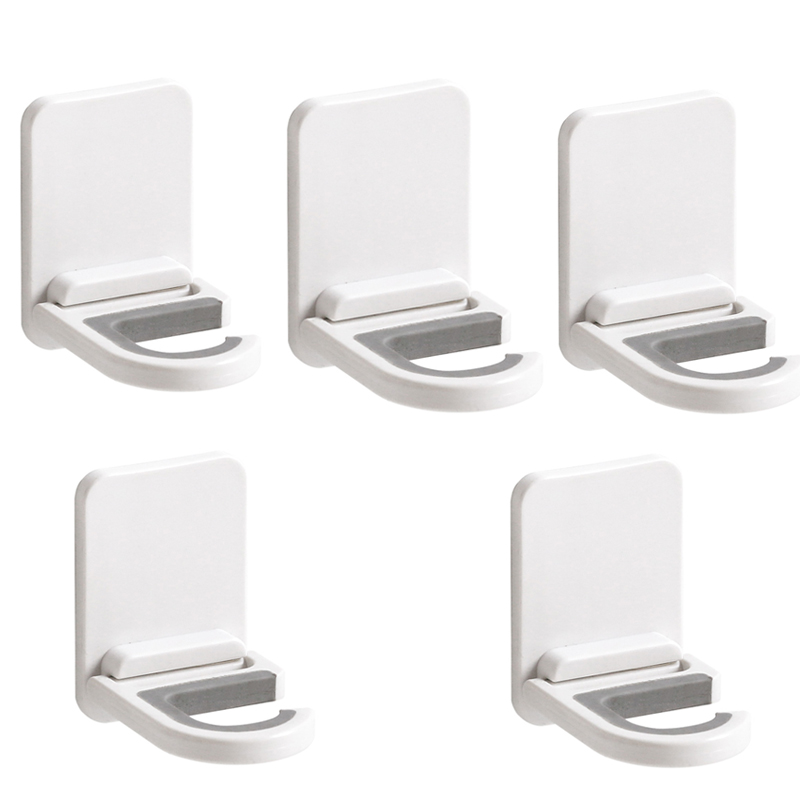 Broom Mop Holder Wall Mount Self-adhesive No Trace Rack Hanger Organizer Garage Kitchen Bathroom Storage Multi-Purpose Hook: 5 pcs