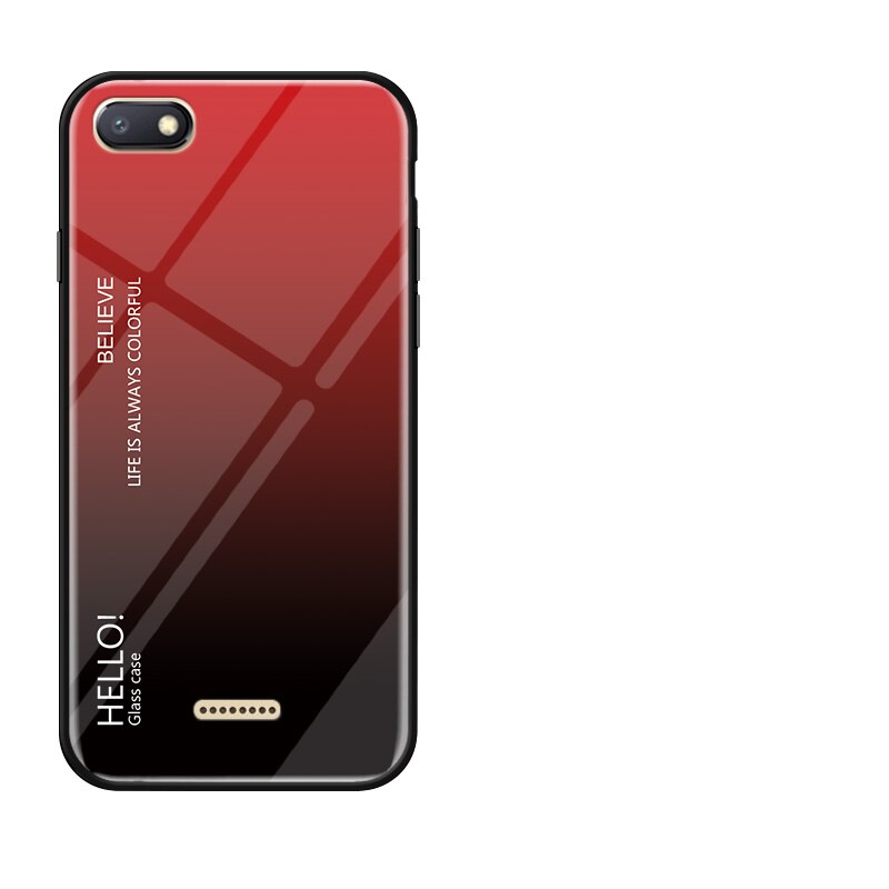 Redmi -6a hærdet glas gradient cover til xiaomi redmi 6 redmi 6a on 5.45 " sort silikone kofanger glascover til redmi 6: Til redmi 6 / Rødt telefoncover