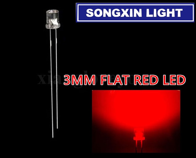 100 pièces 3mm Transparent lumière LED rouge Diode électroluminescente lampe 3mm clair lentille plat grand Angle haute luminosité
