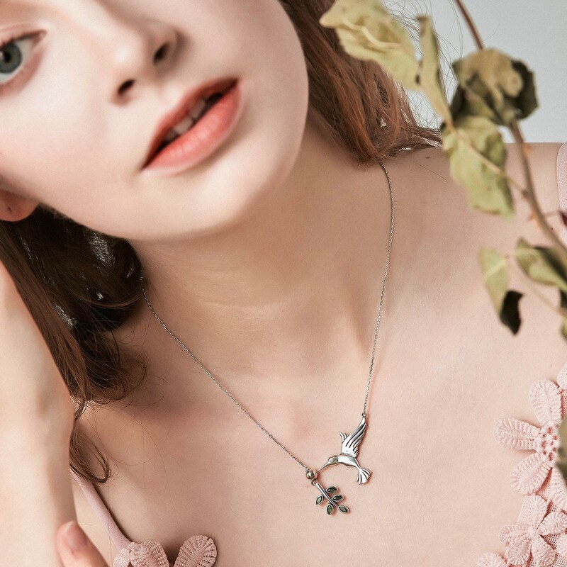 BISAER Schmuck einstellen 925 Sterling Silber Vogel Kolibris Gruß Kragen Anel Schmuck setzt Für Frauen Ohrringe Schmuck