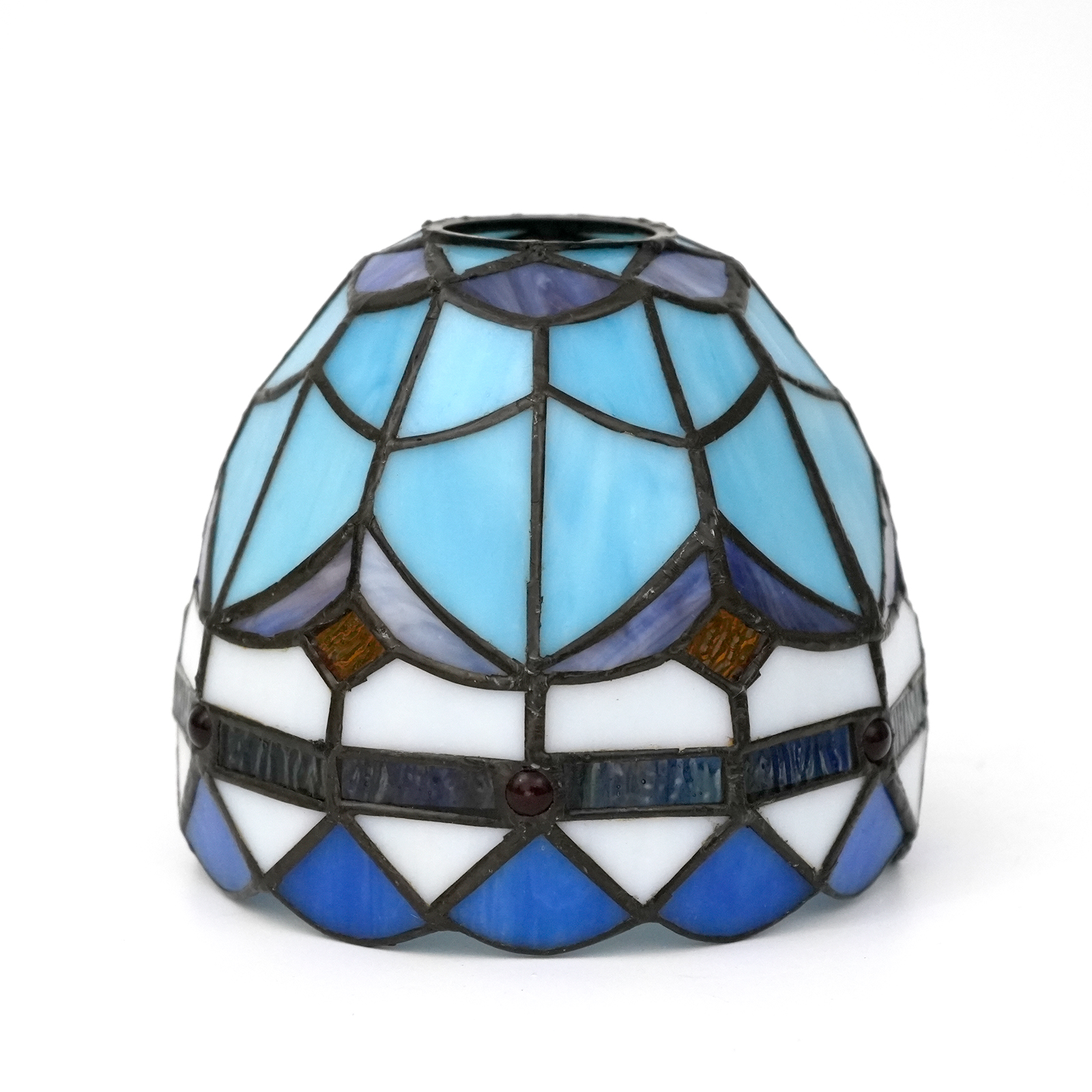 Mediterranean style glass fan lamp, wall lamp, chandelier replacement lampshade 6 inch stained glass single lampshade: Blue