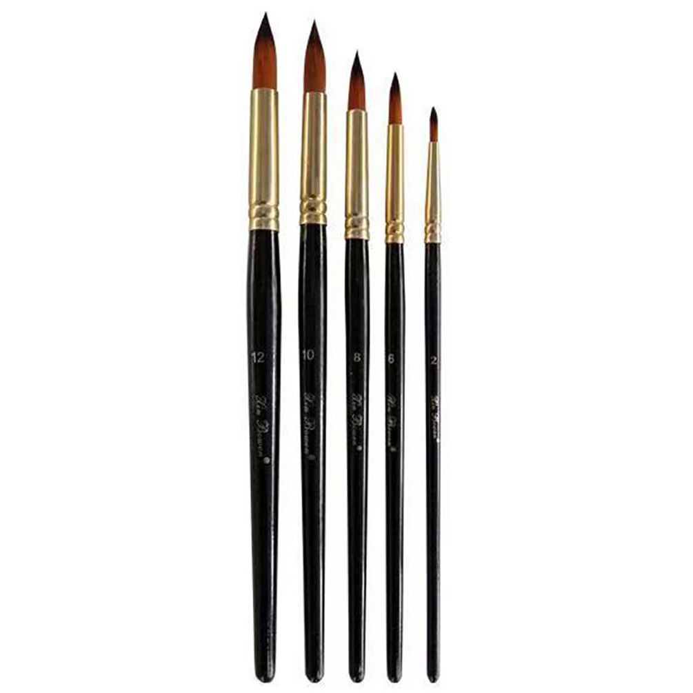 5Pcs Nylon Haar Olie Kwast Aquarel Penseel Pen Set Voor Diy Olieverf Kunstenaars Schilders Beginners: 1