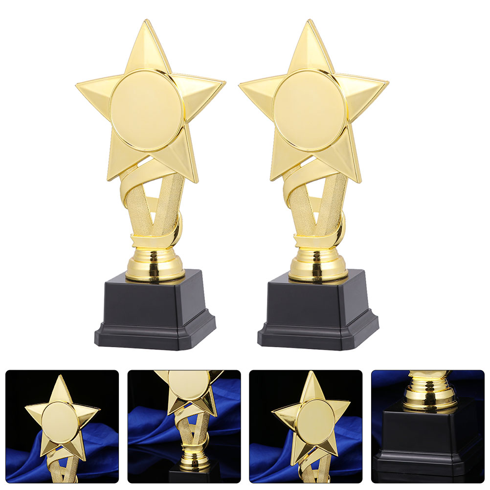 2Pcs Plastic Trophy Achievement Award Golden Decorative Award for Students