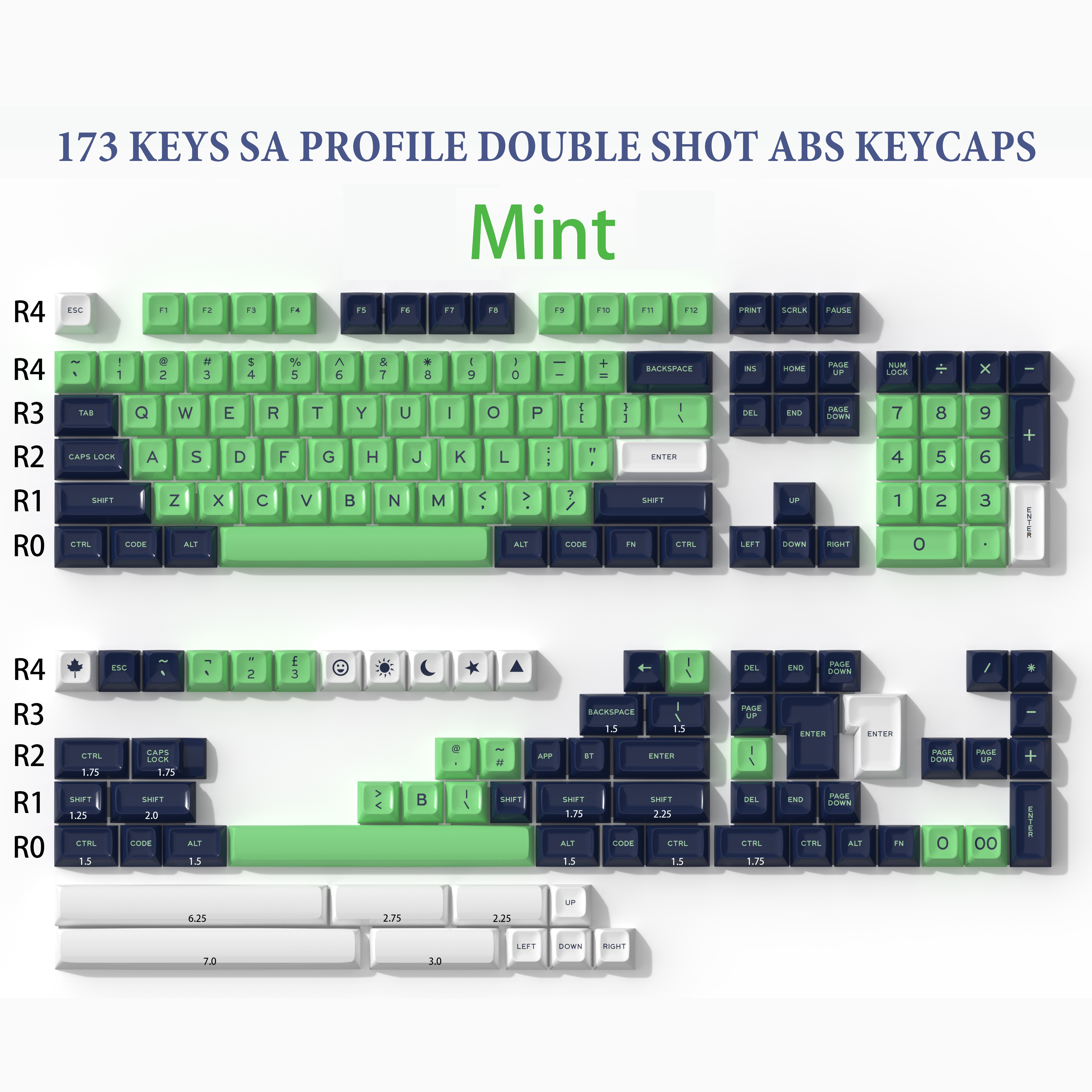 SA Profil Monster--Tastatur-Tastenkappen, benutzerdefinierte doppelt Schuss ABS-Tastenkappen, 173-Tasten für mechanische Spielen-Tastaturen von Kirsche MX Schalter: verrotten
