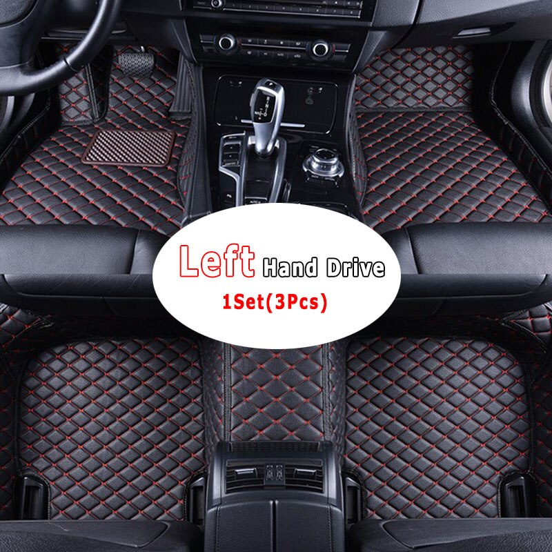 For Honda Cr-z CRZ cr z Car Floor Mats Auto Carpets Foot Rugs Interiors Accessories Waterproof Dash Mats: LHD(3pcs)black red
