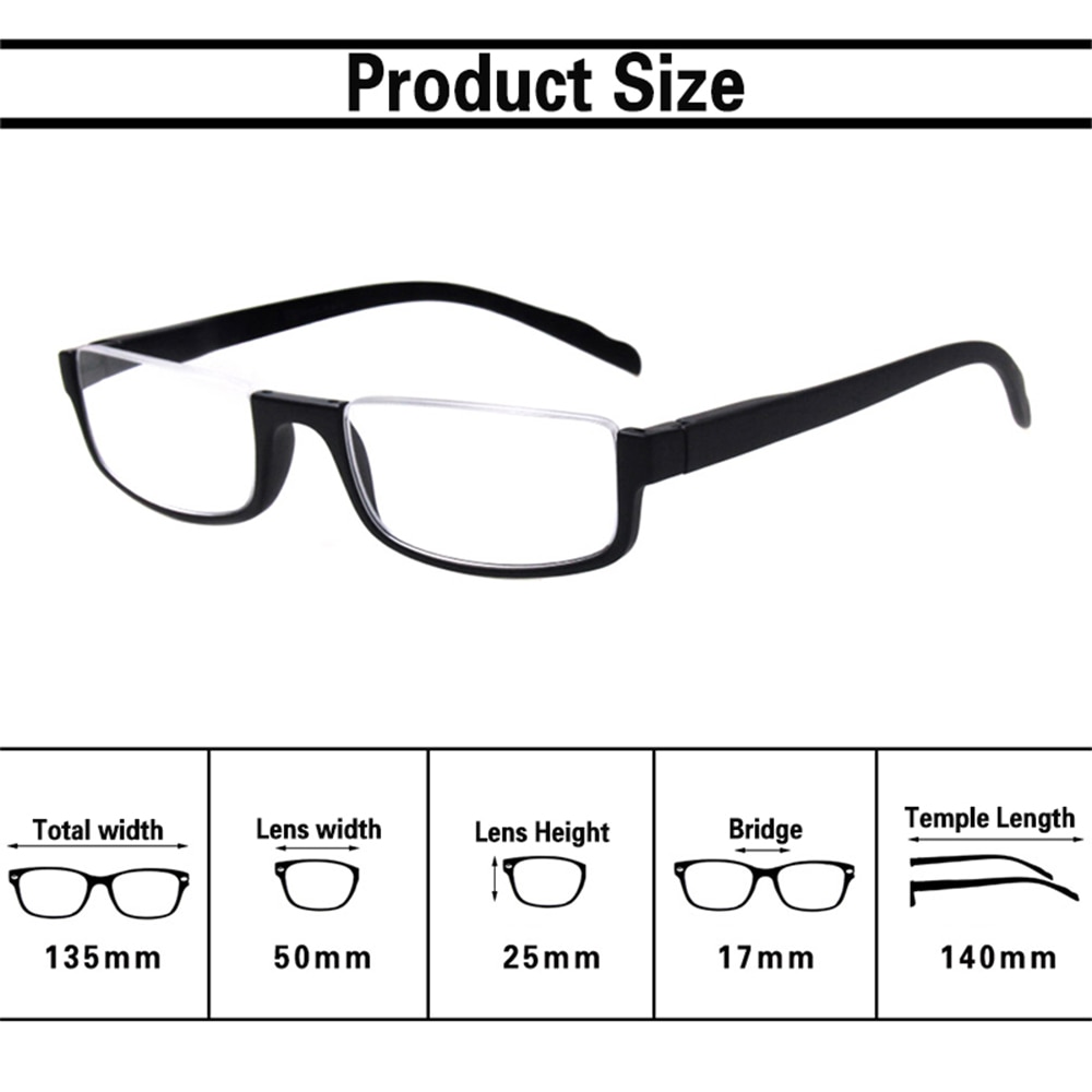 Boncamor-gafas de lectura con marco de media luna para hombre y mujer, lentes de lectura con bisagra de resorte, 2 pares