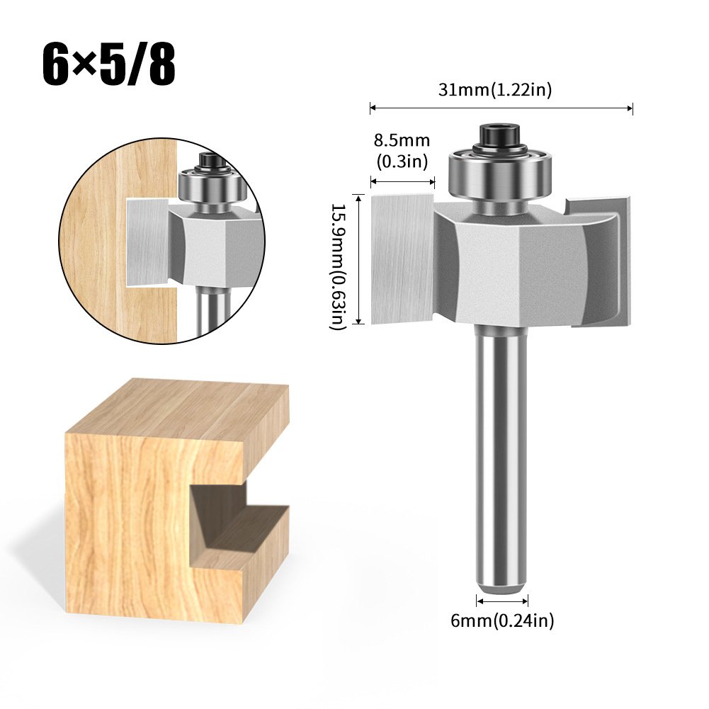 Vástago de 6mm y 12mm, fresa en forma de T de doble filo, herramientas de ranurado de rodamiento, fresa para carpintería, herramientas de carpintería: 32 mm