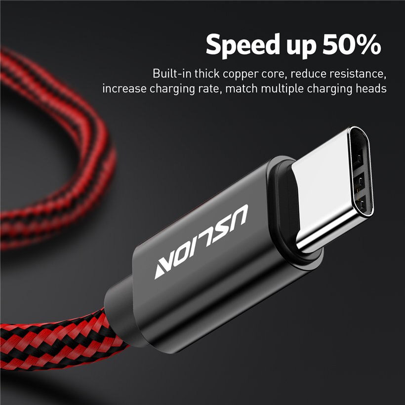 Uslion usb-type c-kabel voor samsung  s9 s8 note 9 xiaomi  mi 8 f1 usb-c snellaadkabel voor huawei mate 20 pro type-c-kabel