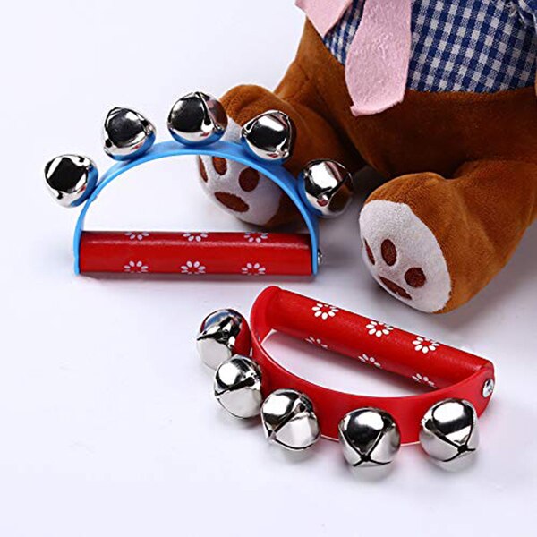 10 pièces couleur vive Jingle cloches traîneau cloches Instrument sur manche en bois pour bébé enfants enfants jouets musicaux