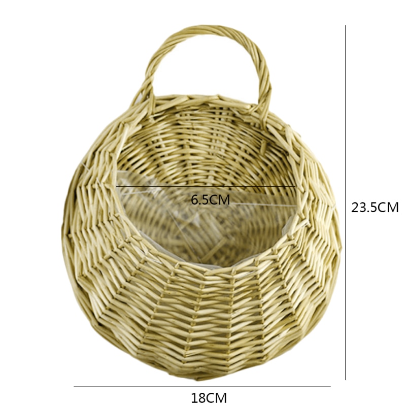 Willow Retro Straw Flower Pot Wicker Rattan Wall Hanging Flowerpot Home Garden Decoration Flower Basket Container Dropping