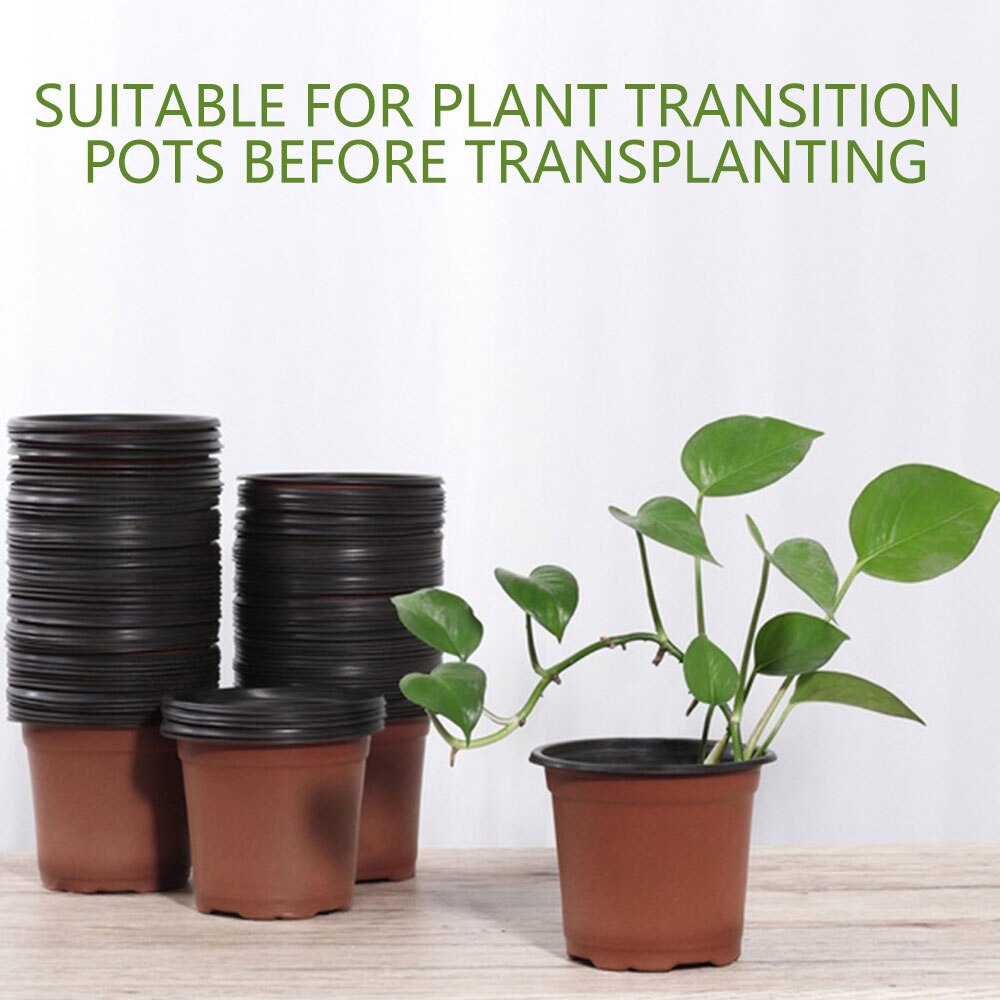 50pcs Plastic Grow Box Simple Thickened Seedling Basin Home Garden Plant Pot Nursery Tray Tools Transplant Flower Plant Pots