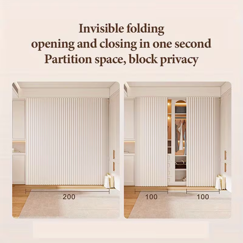 Super Thick Foldable Door Curtain with Hole-Free Invisible Storage Home Decor with Hanging Hooks Included