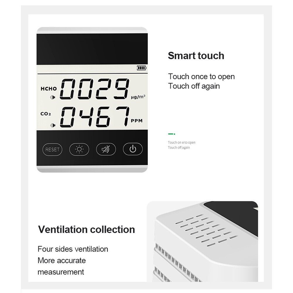 CO2 Meter Portable Digital CO2 Detector Multifunctional Formaldehyde Tester Air Monitor Air Analyzer co2 monitor