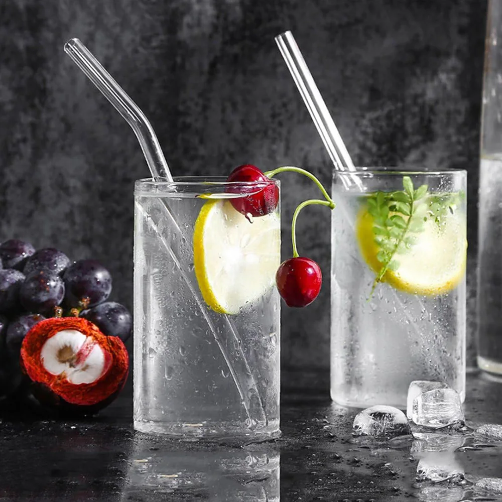 Paille en verre pour Smoothie réutilisable, pailles à boire transparentes pour Smoothie, Milkshakes, paille à boissons , 1 à 10 pièces